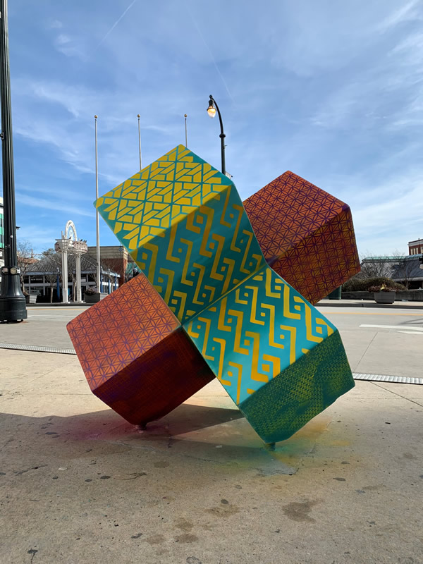 Jenevieve Reid’s bright and patterned artwork enlivens Peachtree Street outside Five Points 